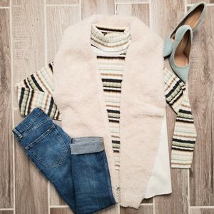 Le Chateau Beige Knit Open Front Vest